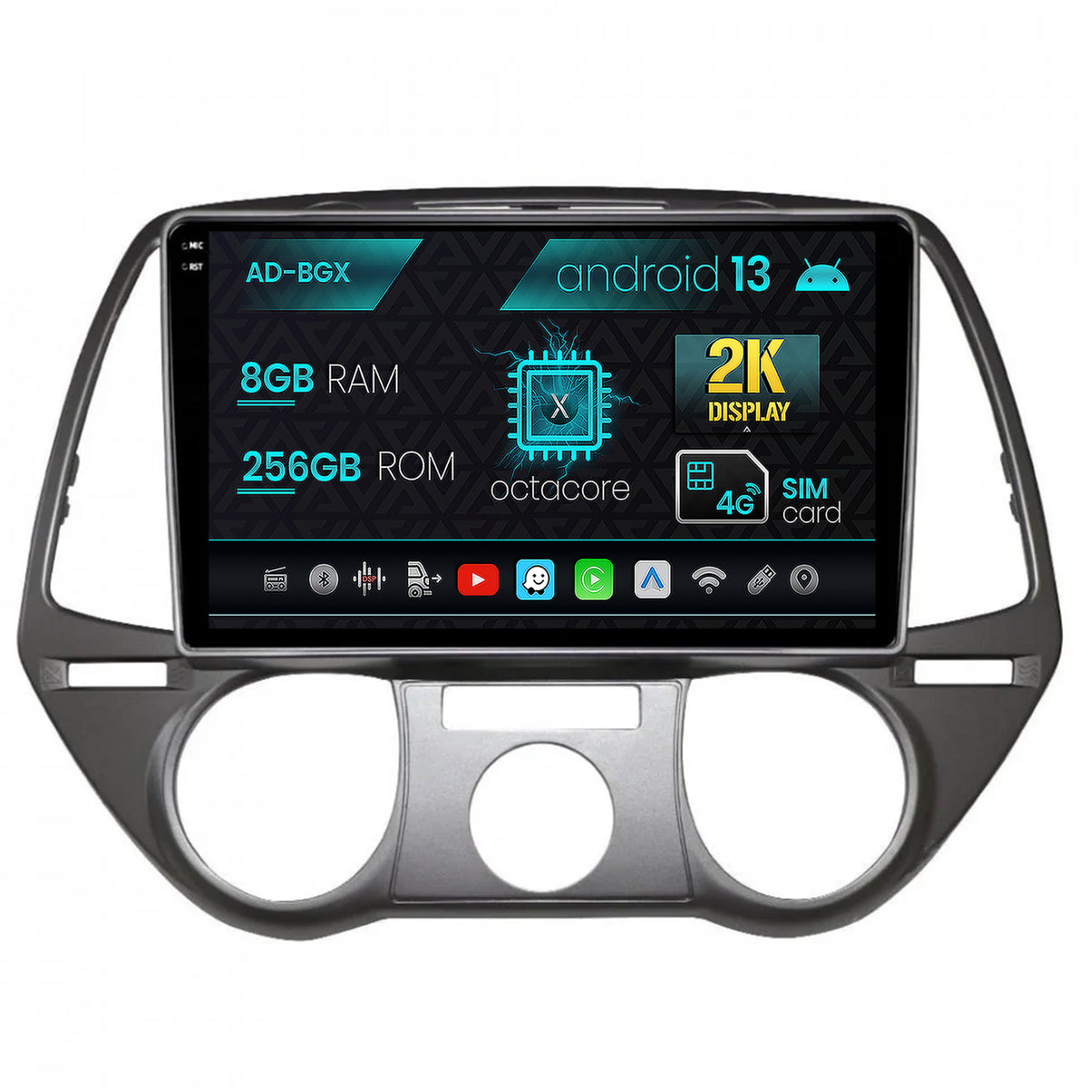 Navigatie Hyundai I20 (2008-2012), Android, X-Octacore / 8GB RAM + 256GB ROM, 9.5 Inch - AD-BGX9008+AD-BGRKIT219