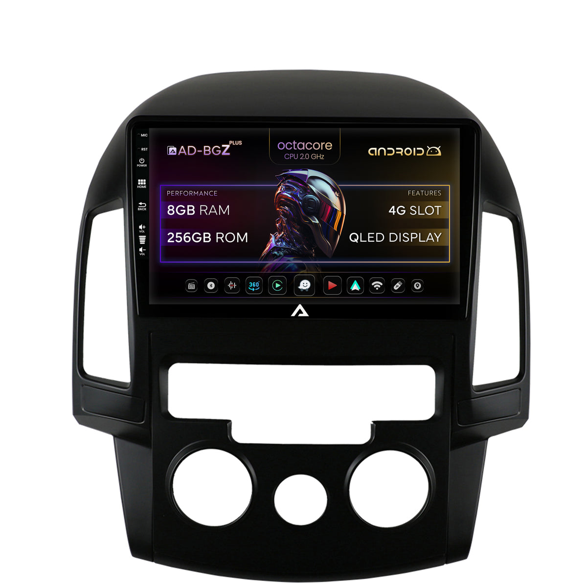 Navigatie Hyundai I30 (2007-2012), Clima manuala, Android, Z-Octacore / 8GB RAM + 256GB ROM, 9 Inch - AD-BGZ9008+AD-BGRKIT217