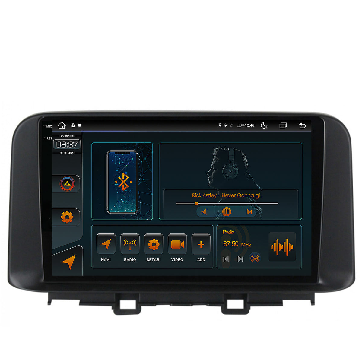 Navigatie Hyundai Kona (2018+), Android, V-Octacore / 4GB RAM + 64GB ROM, 10.36 Inch - AD-BGV10004+AD-BGRKIT183V2