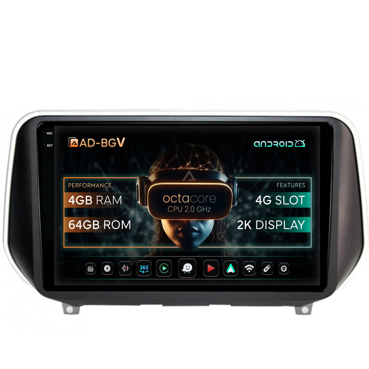 Navigatie Hyundai Santa Fe (2018-Prezent), Android, V-Octacore / 4GB RAM + 64GB ROM, 9.5 Inch - AD-BGV9004+AD-BGRKIT223