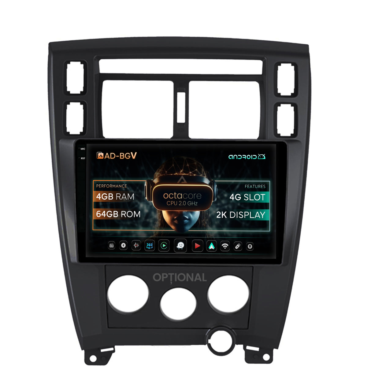 Navigatie Hyundai Tucson (2006-2013), Android, V-Octacore / 4GB RAM + 64GB ROM, 10.36 Inch - AD-BGV10004+AD-BGRKIT200B