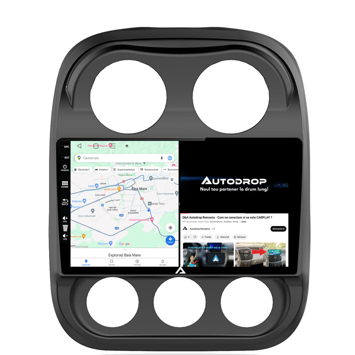 Navigatie Jeep Compass (2009-2016), Android, E-Octacore / 2GB RAM + 32GB ROM, 10.1 Inch - AD-BGE10002+AD-BGRKIT284