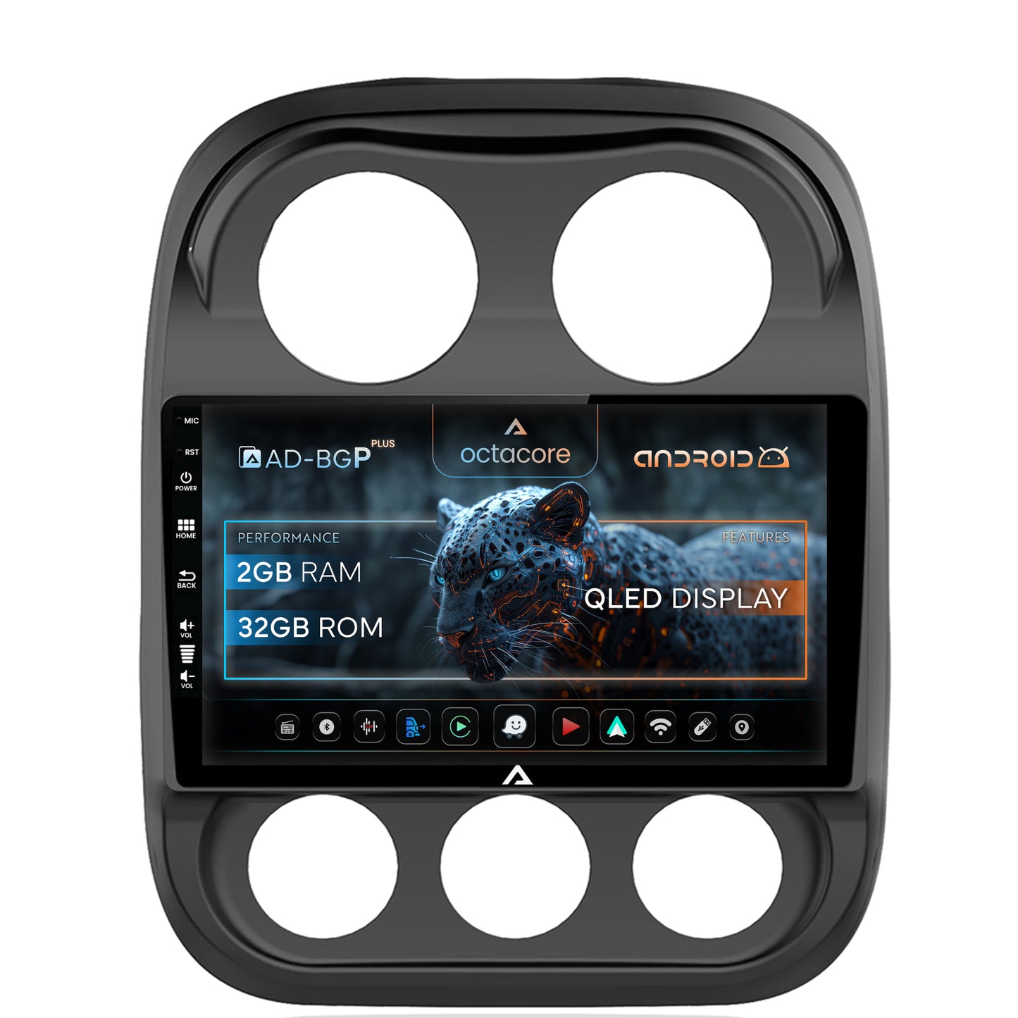 Navigatie Jeep Compass (2009-2016), Android, P-Octacore / 2GB RAM + 32GB ROM, 10.1 Inch - AD-BGP10002+AD-BGRKIT284