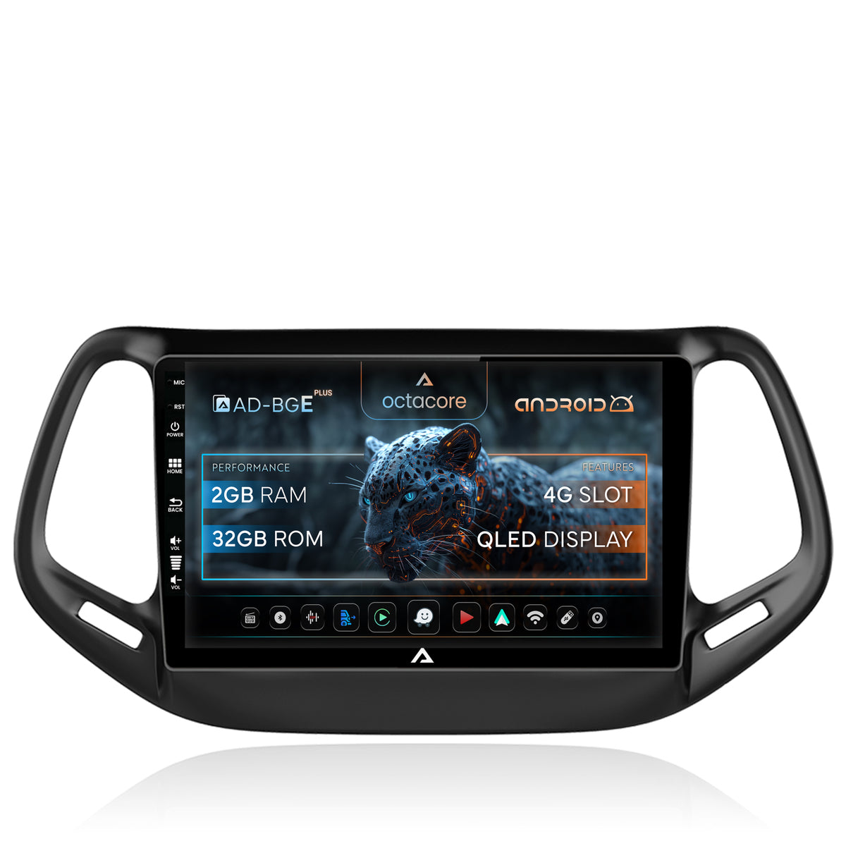 Navigatie Jeep Compass (2016+), Android, E-Octacore / 2GB RAM + 32GB ROM, 10.1 Inch - AD-BGE10002+AD-BGRKIT287
