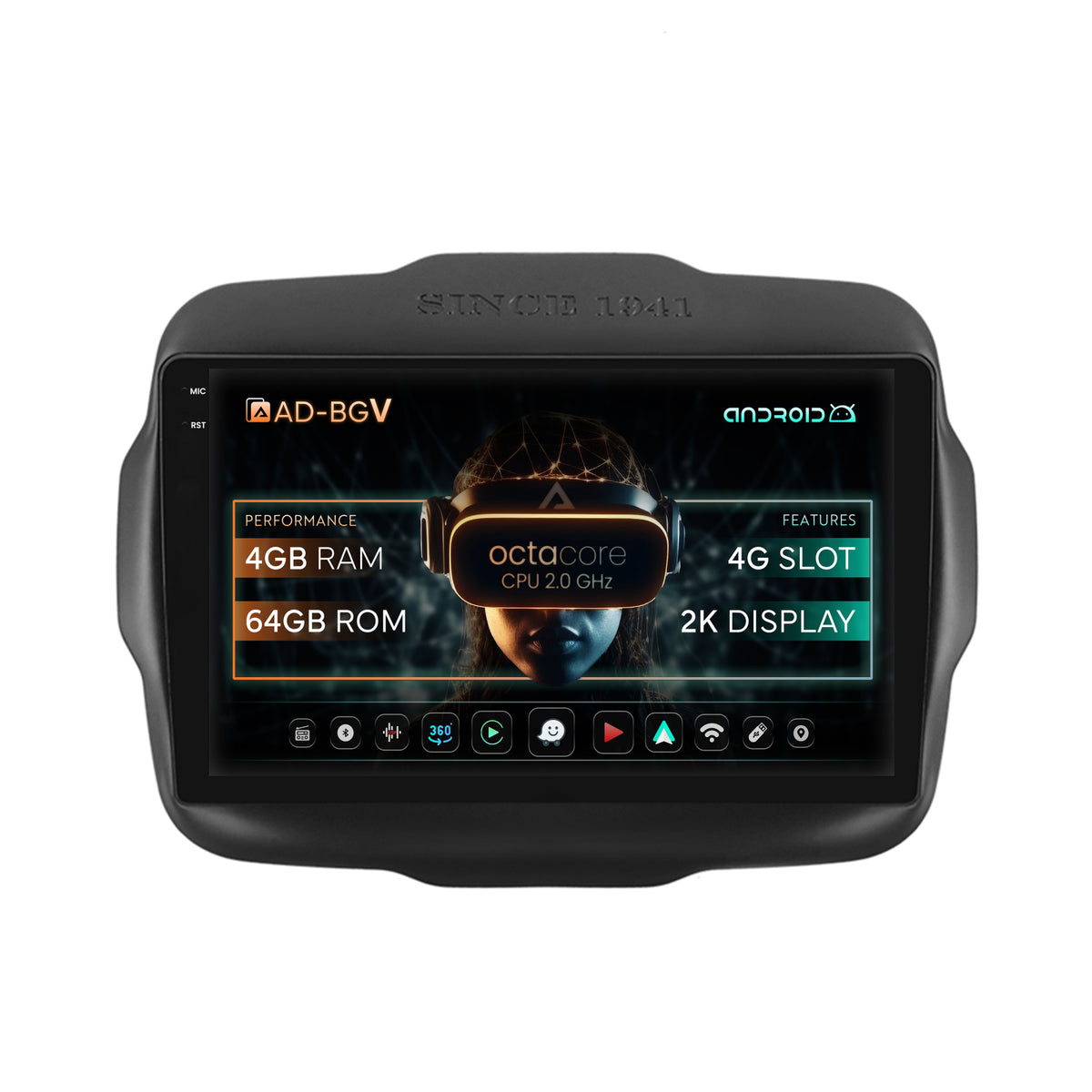 Navigatie Jeep Renegade (2014-2018), Android, V-Octacore / 4GB RAM + 64GB ROM, 9.5 Inch - AD-BGV9004+AD-BGRKIT286