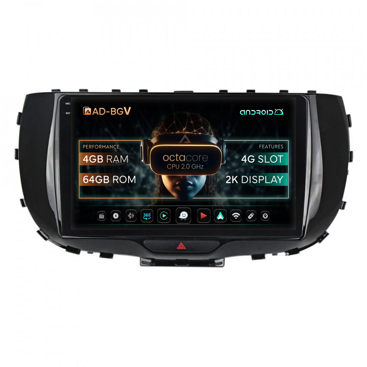Navigatie Kia Soul (2019+), Android, V-Octacore / 4GB RAM + 64GB ROM, 9.5 Inch - AD-BGV9004+AD-BGRKIT235
