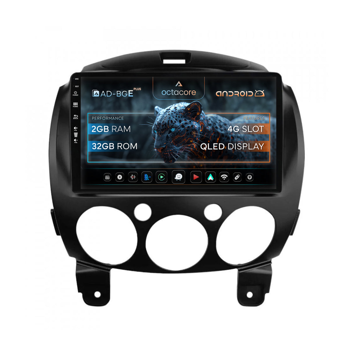 Navigatie Mazda 2 (2007-2014), Android, E-Octacore / 2GB RAM + 32GB ROM, 9 Inch - AD-BGE9002+AD-BGRKIT325