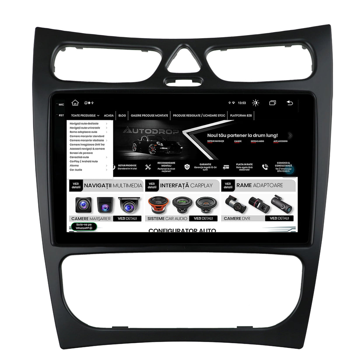 Navigatie Mercedes Benz CLK W209 (2000-2005), Android, X-Octacore / 8GB RAM + 256GB ROM, 9.5 Inch - AD-BGX9008+AD-BGRKIT416V2
