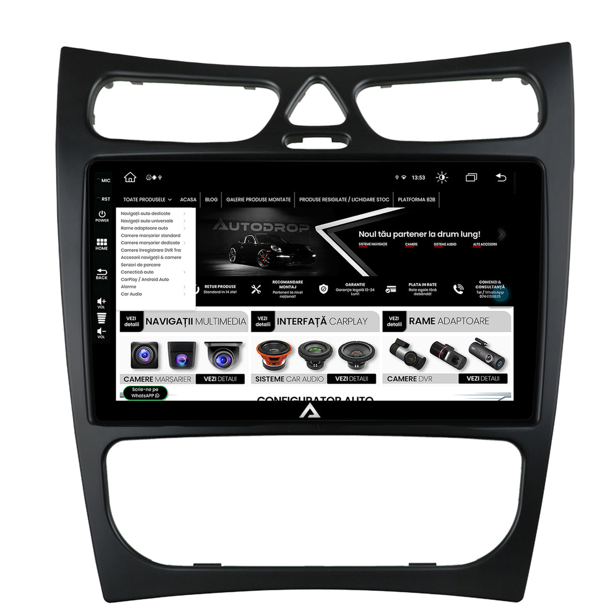 Navigatie Mercedes Benz CLK W209 (2000-2005) (2000-2005), Android, Z-Octacore / 8GB RAM + 256GB ROM, 9 INCH - AD-BGZ9008+AD-BGRKIT416