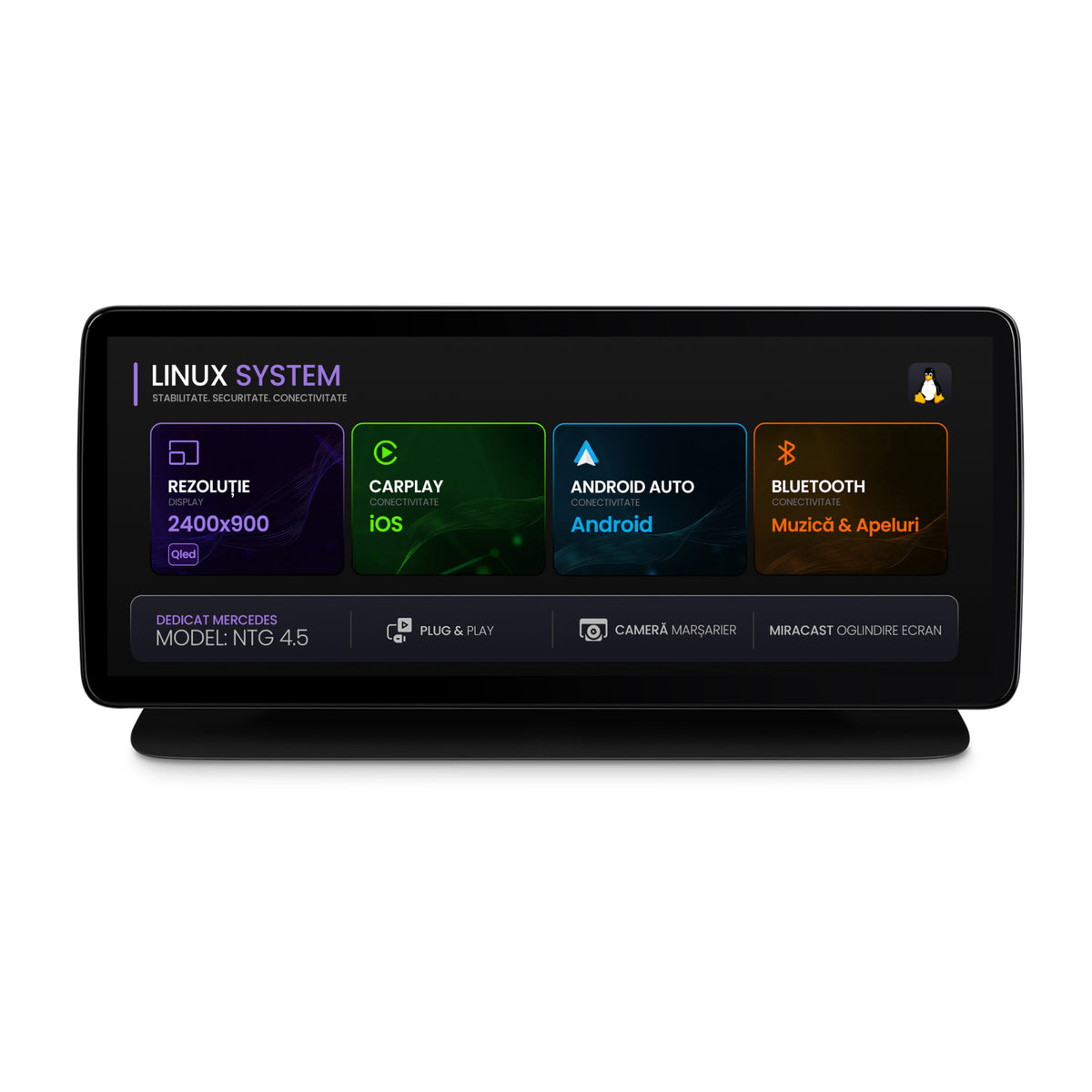 Navigatie Mercedes Benz CLS W218 2013, Linux OS & OEM, NTG 4.5, CarPlay & Android Auto Wireless, MirrorLink, Camera AHD, 12.3 Inch - AD-BGMBLNX1245+AD-BGRKITMB012