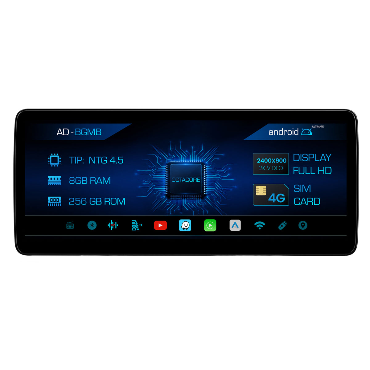 Navigatie Mercedes Benz G-Class W463 (2013-2015), NTG 4.5, Android 13, MB-Octacore, 8GB RAM + 256GB ROM, 12.3 Inch - AD-BGMB1200845V4