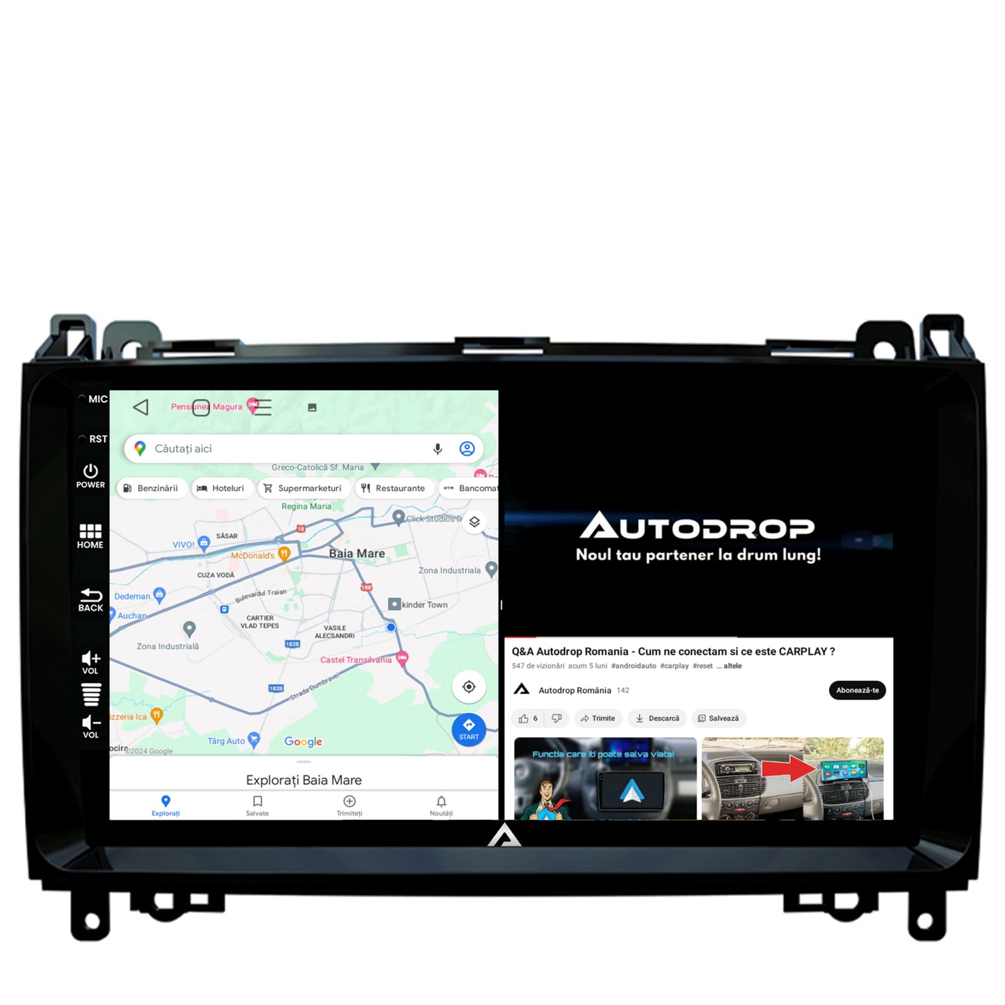 Navigatie Mercedes Benz Sprinter, Viano, Vito, A/B Class, Crafter, Android, E-Octacore / 2GB RAM + 32GB ROM, 9 Inch - AD-BGE9002+AD-BGRKIT407