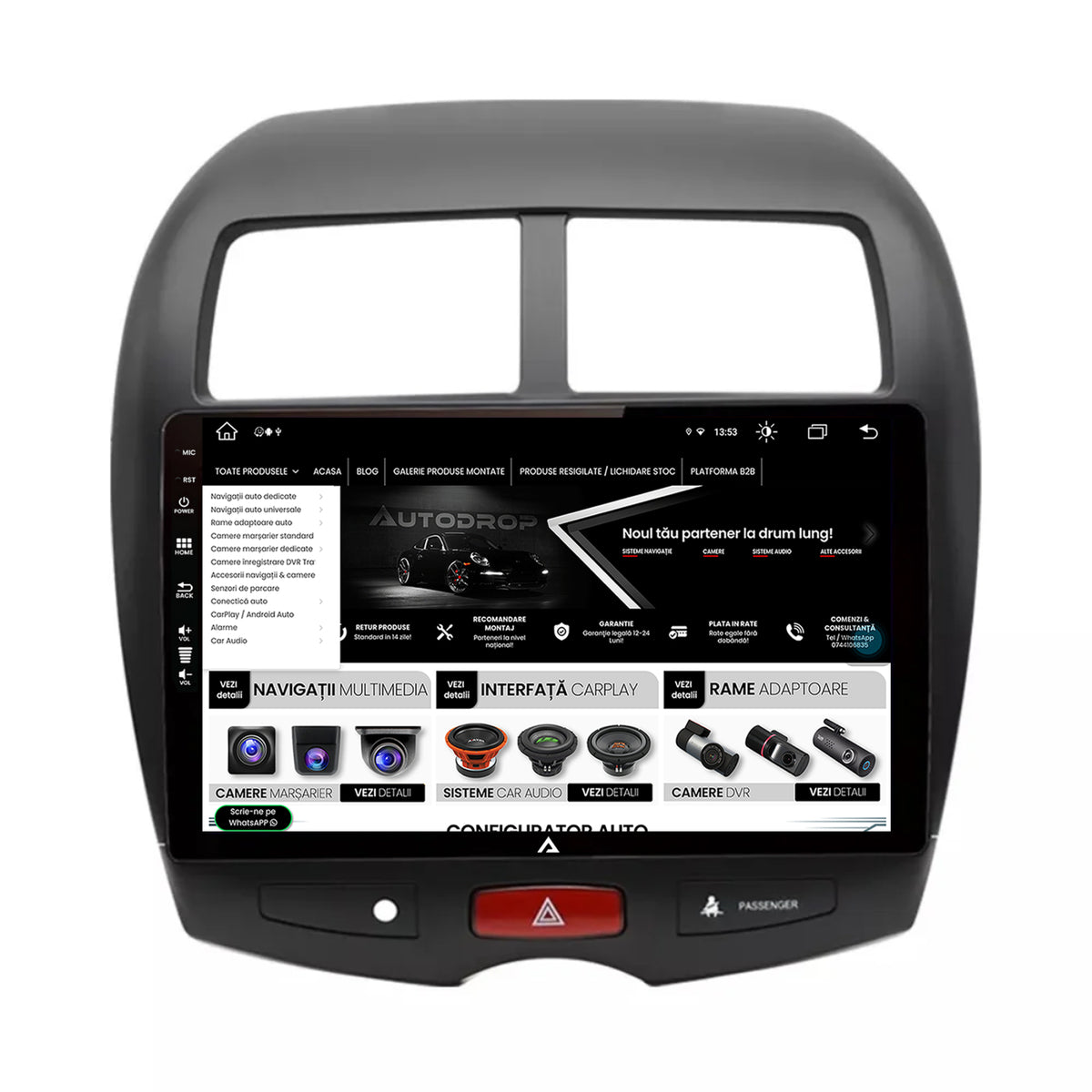 Navigatie Mitsubishi ASX / Peugeot 4008 (2010-2018), Android, Z-Octacore / 8GB RAM + 256GB ROM, 10.1 Inch - AD-BGZ10008+AD-BGRKIT267