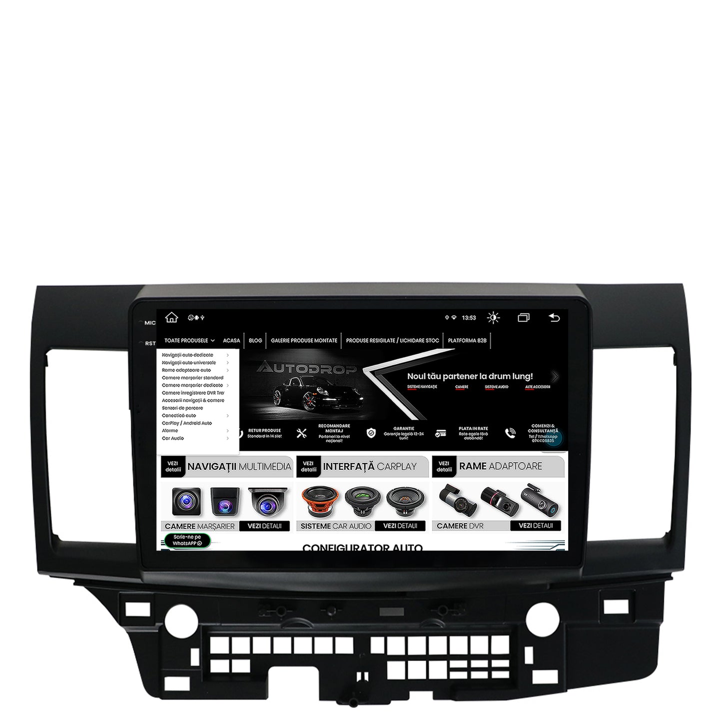 Navigatie Mitsubishi Lancer (2007-2016), Android, V-Octacore / 4GB RAM + 64GB ROM, 10.36 Inch - AD-BGV10004+AD-BGRKIT269
