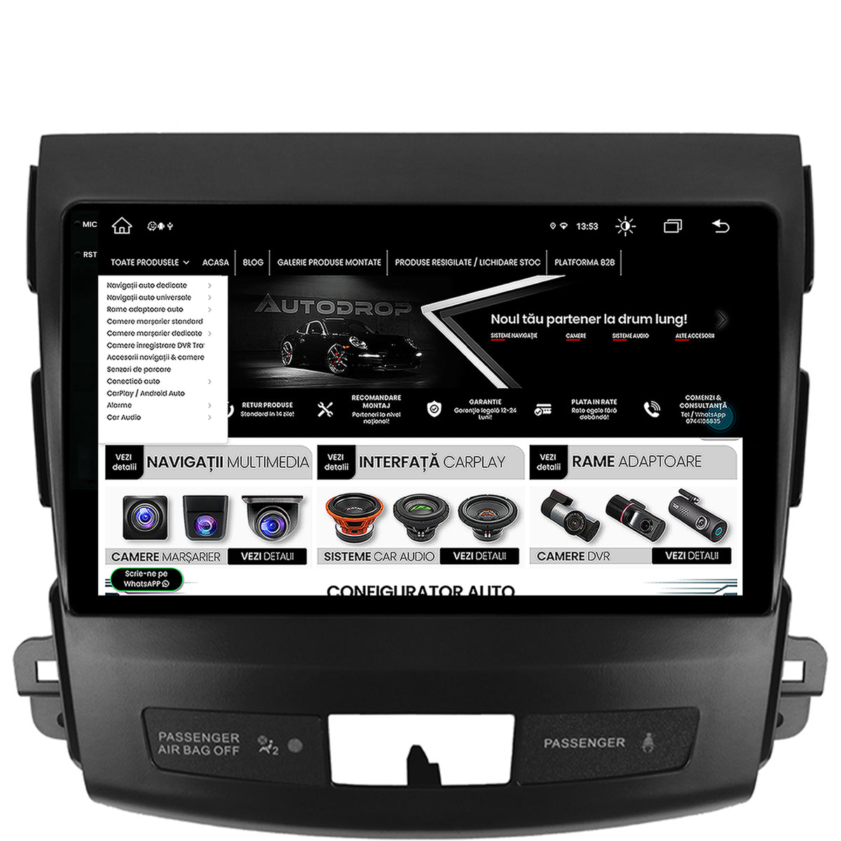 Navigatie Mitsubishi Outlander / Peugeot 4007 / Citron C-Crosser, Android, V-Octacore / 4GB RAM + 64GB ROM, 9.5 Inch - AD-BGV9004+AD-BGRKIT276