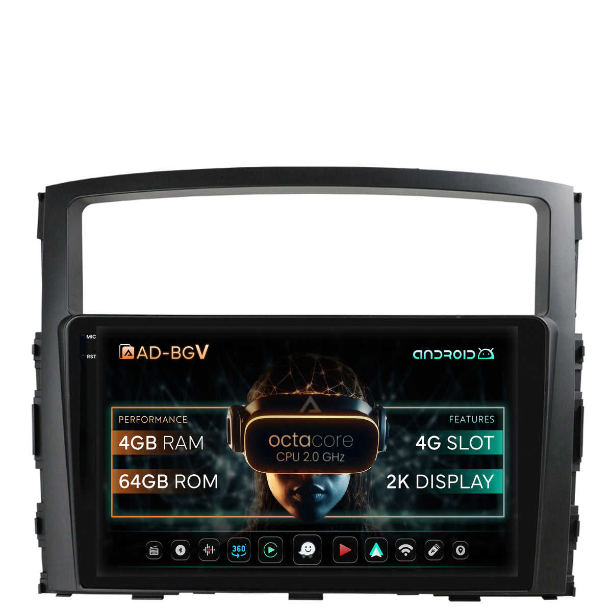 Navigatie Mitsubishi Pajero (2006-2014), Android, V-Octacore / 4GB RAM + 64GB ROM, 9.5 Inch - AD-BGV9004+AD-BGRKIT271