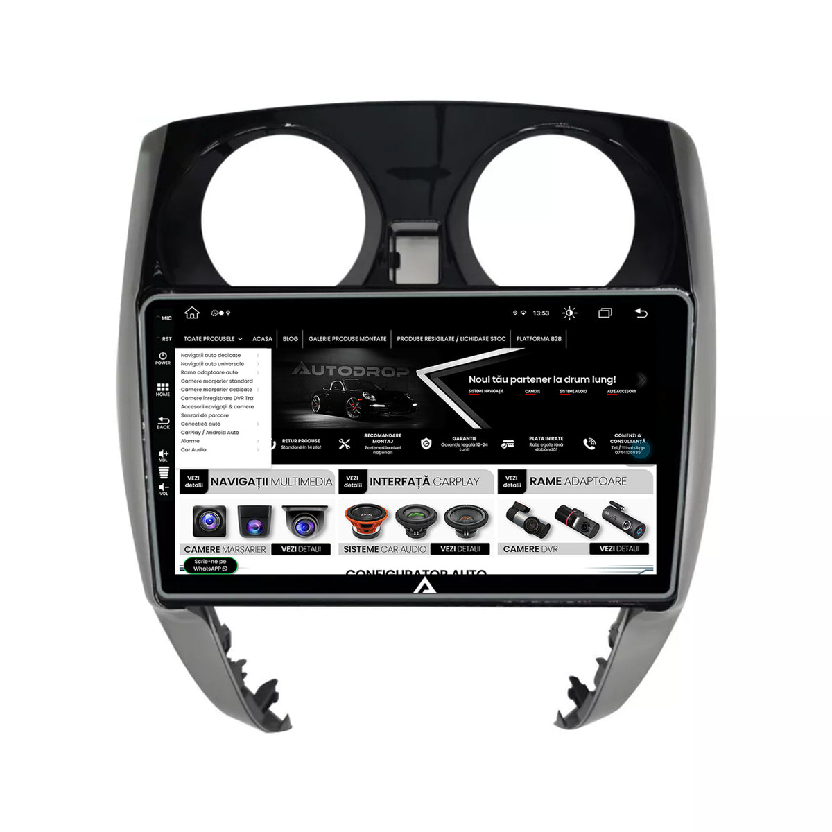 Navigatie Nissan Note (2012-2019), Android, Z-Octacore / 8GB RAM + 256GB ROM, 10.1 Inch - AD-BGZ10008+AD-BGRKIT167