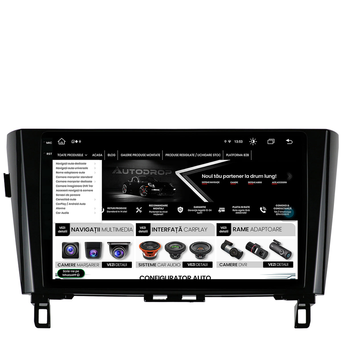 Navigatie Nissan Qashqai / X-Trail (2013+), Android, V-Octacore / 4GB RAM + 64GB ROM, 10.36 Inch - AD-BGV10004+AD-BGRKIT162