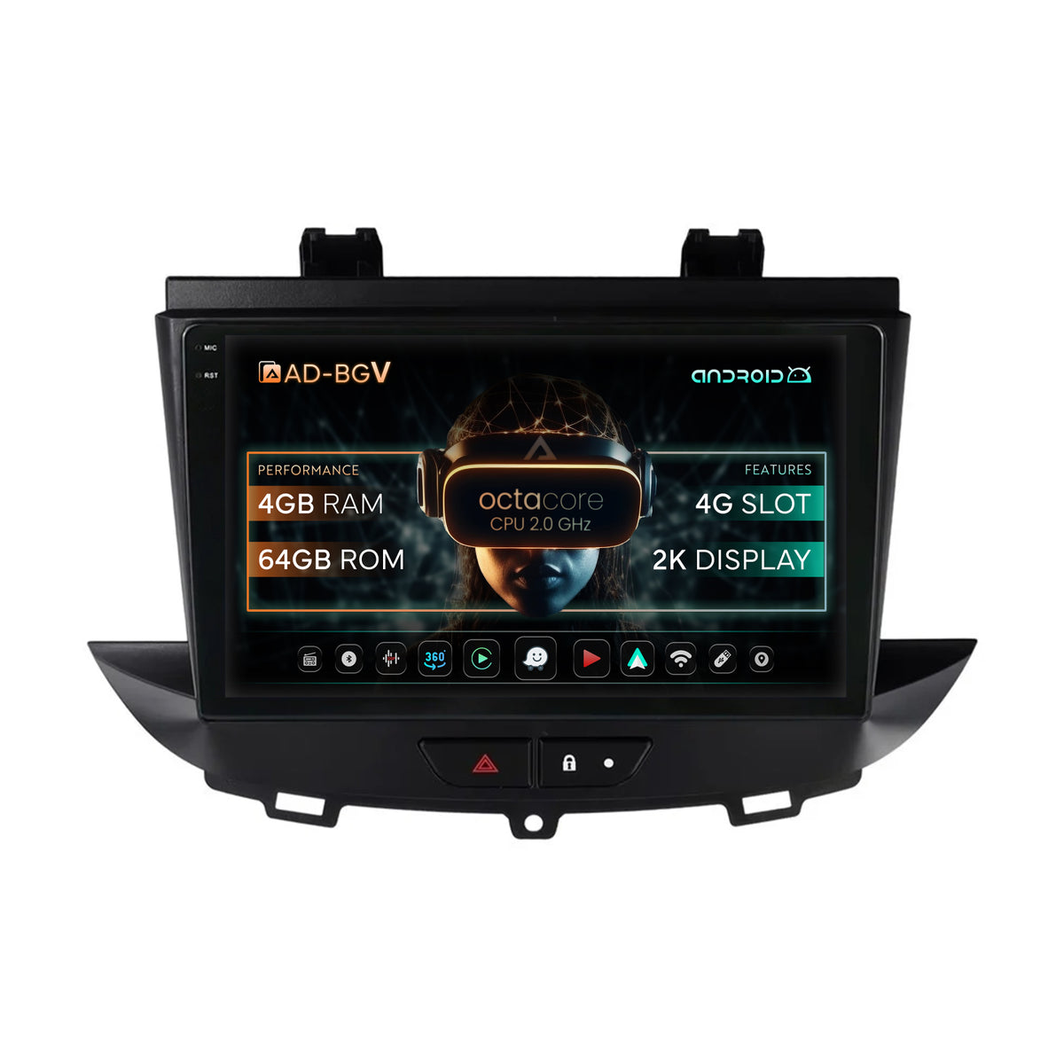 Navigatie Opel Grandland X / Opel Crossland X (2017-2021), Android, V-Octacore / 4GB RAM + 64GB ROM, 9.5 Inch - AD-BGV9004+AD-BGRKIT354