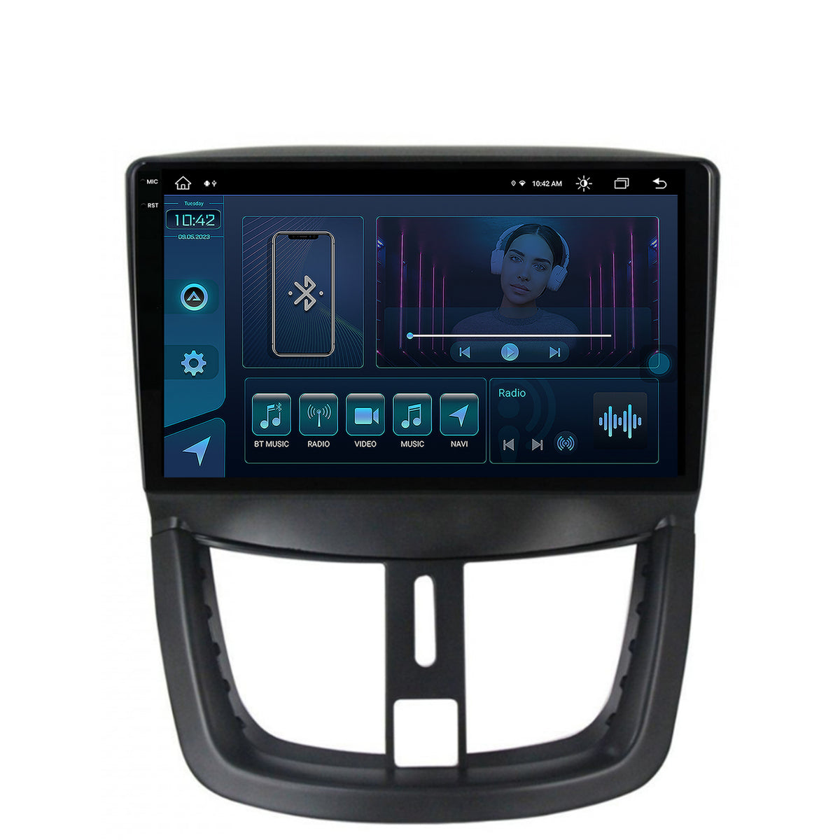 Navigatie Peugeot 207, Android, X-Octacore / 8GB RAM + 256GB ROM, 9.5 Inch - AD-BGX9008+AD-BGRKIT263