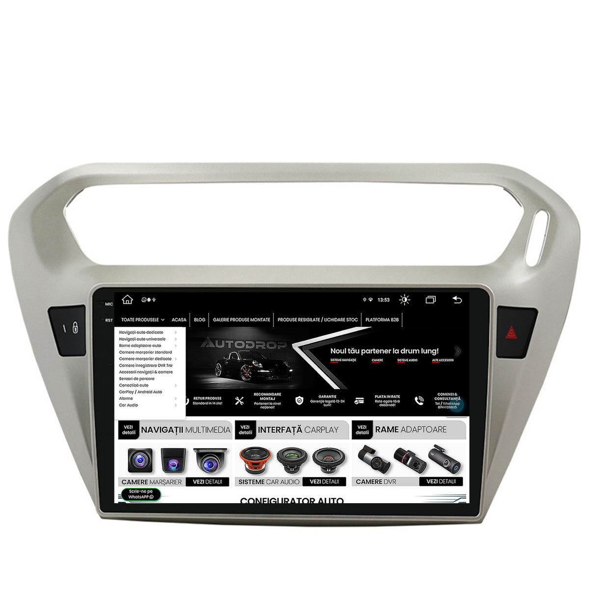 Navigatie Peugeot 301 / Citroen C-Elysee, Android, X-Octacore / 8GB RAM + 256GB ROM, 9.5 Inch - AD-BGX9008+AD-BGRKIT255