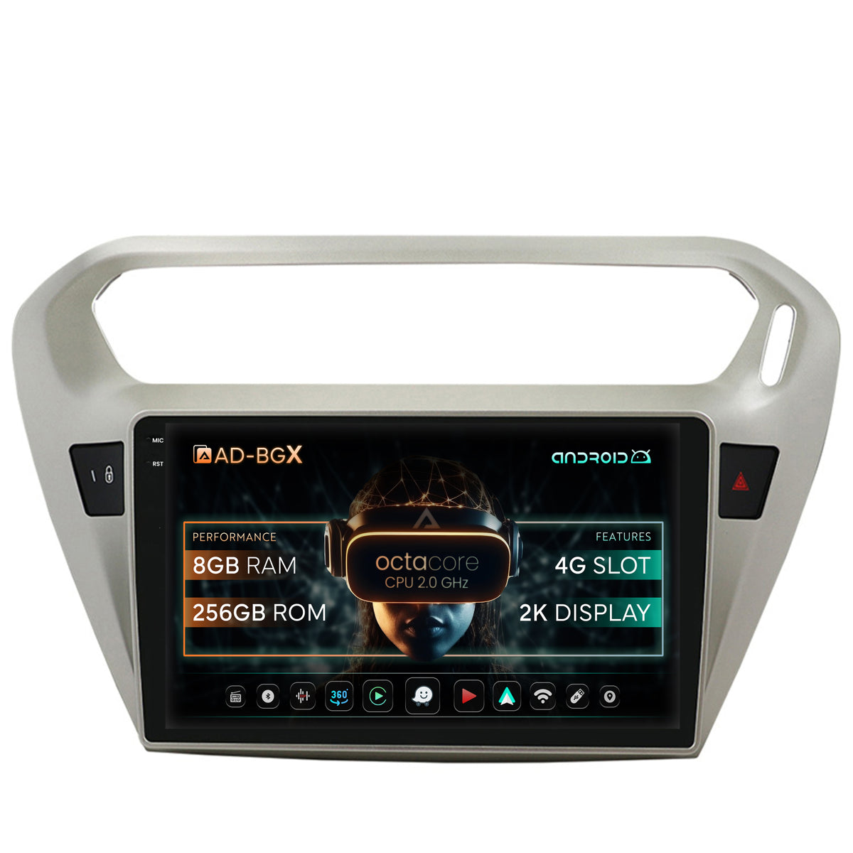 Navigatie Peugeot 301 / Citroen C-Elysee, Android, X-Octacore / 8GB RAM + 256GB ROM, 9.5 Inch - AD-BGX9008+AD-BGRKIT255
