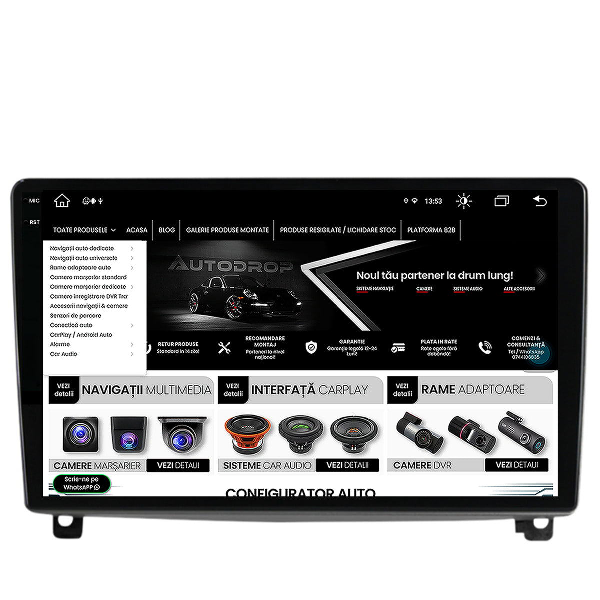 Navigatie Peugeot 407 (2004-2011), Android, X-Octacore / 8GB RAM + 256GB ROM, 9.5 Inch - AD-BGX9008+AD-BGRKIT266V3
