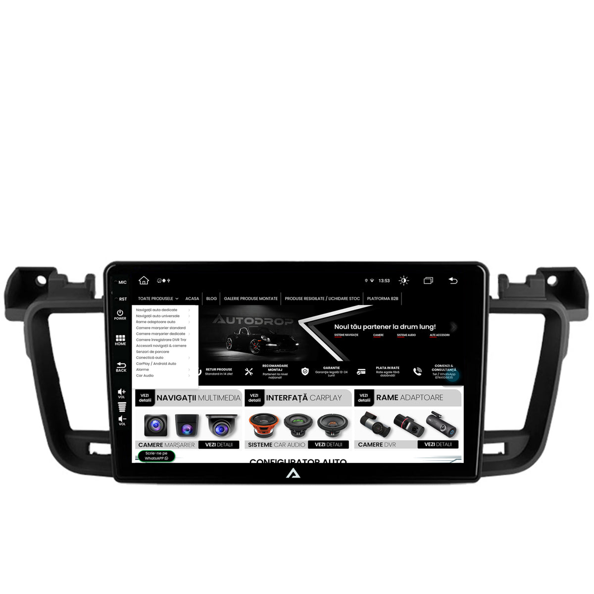 Navigatie Peugeot 508 (2010-2018), Android, Z-Octacore / 8GB RAM + 256GB ROM, 9 Inch - AD-BGZ9008+AD-BGRKIT264