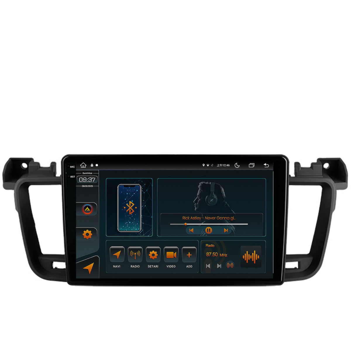 Navigatie Peugeot 508 (2010-2018), Android, V-Octacore / 4GB RAM + 64GB ROM, 9.5 Inch - AD-BGV9004+AD-BGRKIT264