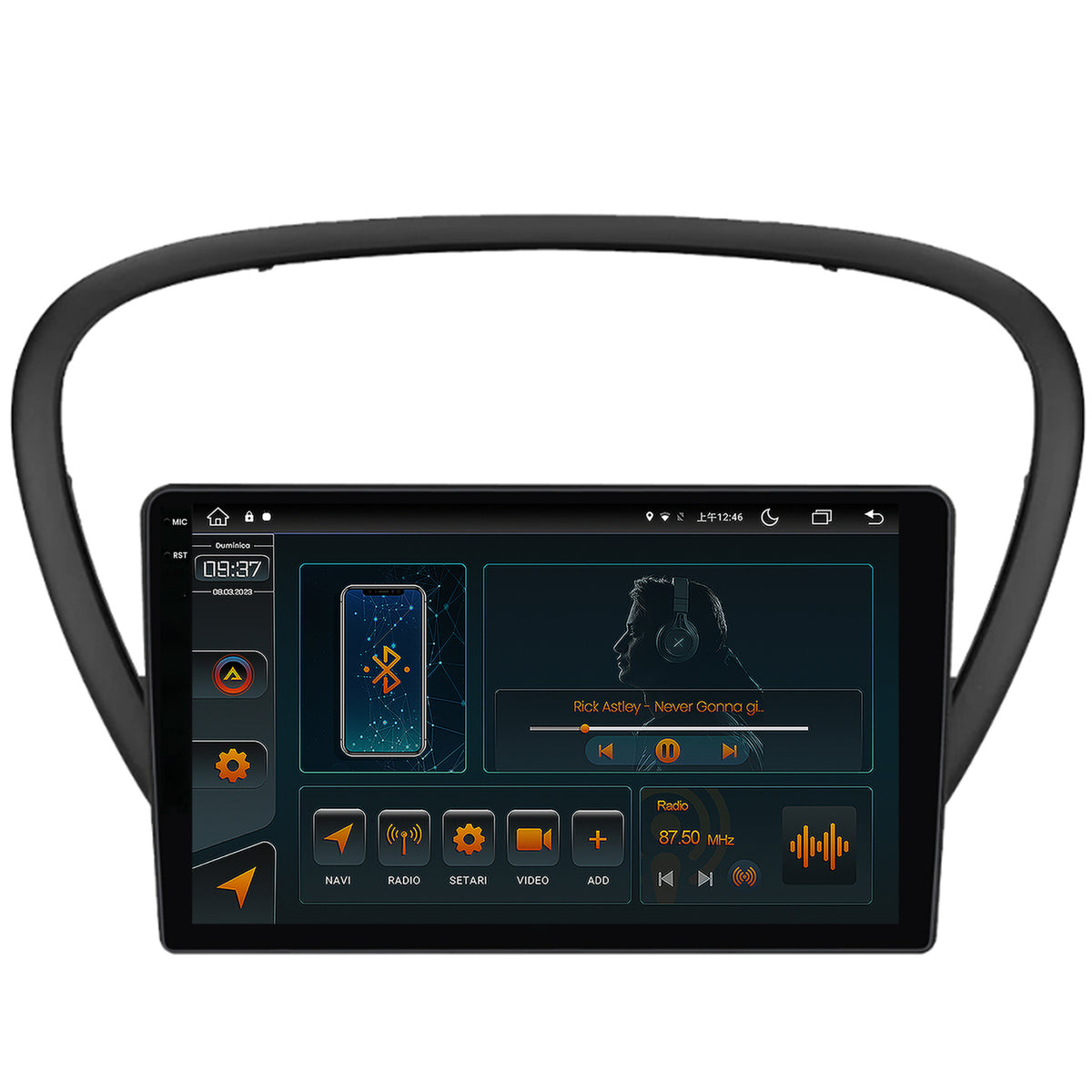 Navigatie Peugeot 607 (2004-2011), Android, V-Octacore / 4GB RAM + 64GB ROM, 9.5 Inch - AD-BGV9004+AD-BGRKIT266V4
