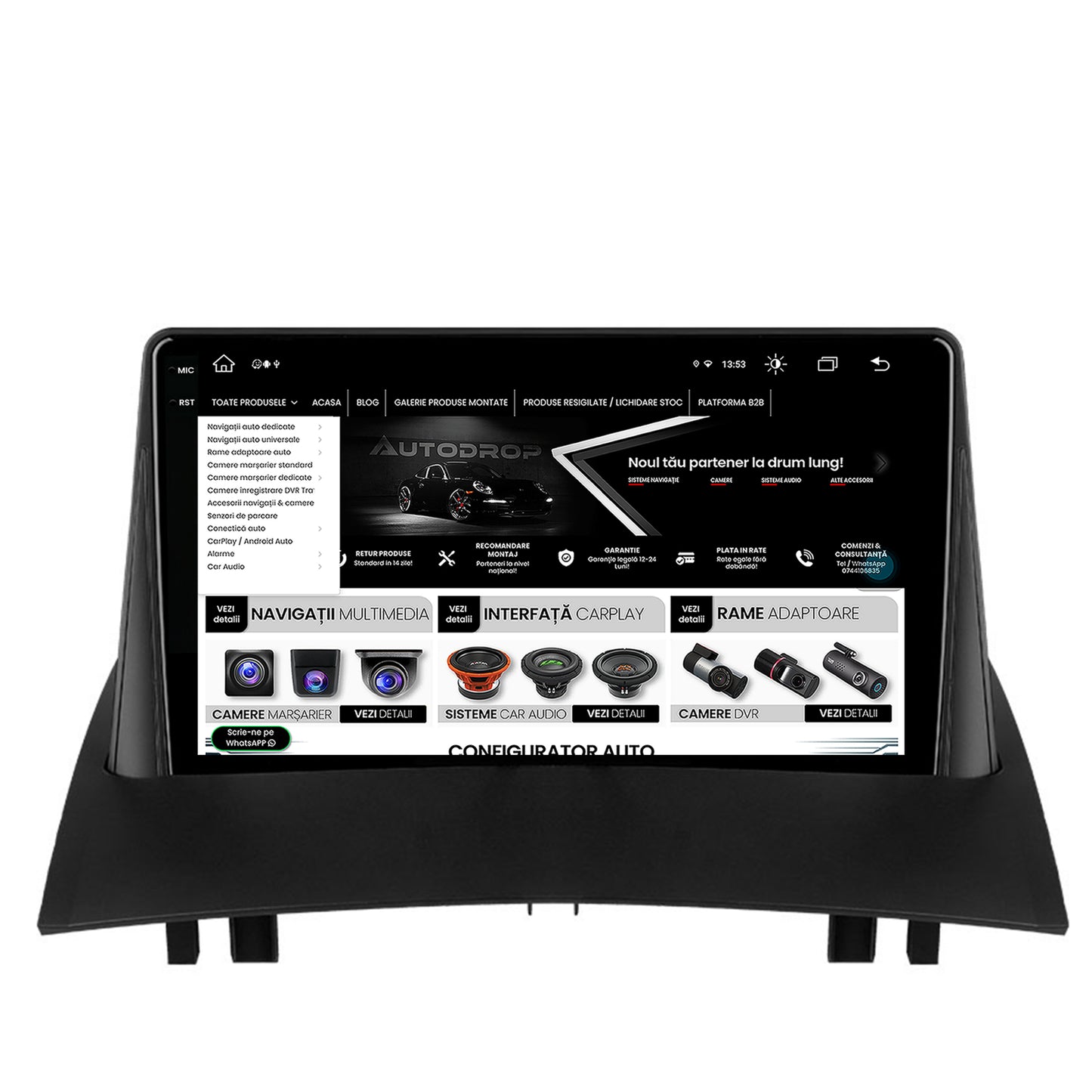 Navigatie Renault Megane 2 (2002-2009), Android, X-Octacore / 8GB RAM + 256GB ROM, 9.5 Inch - AD-BGX9008+AD-BGRKIT371