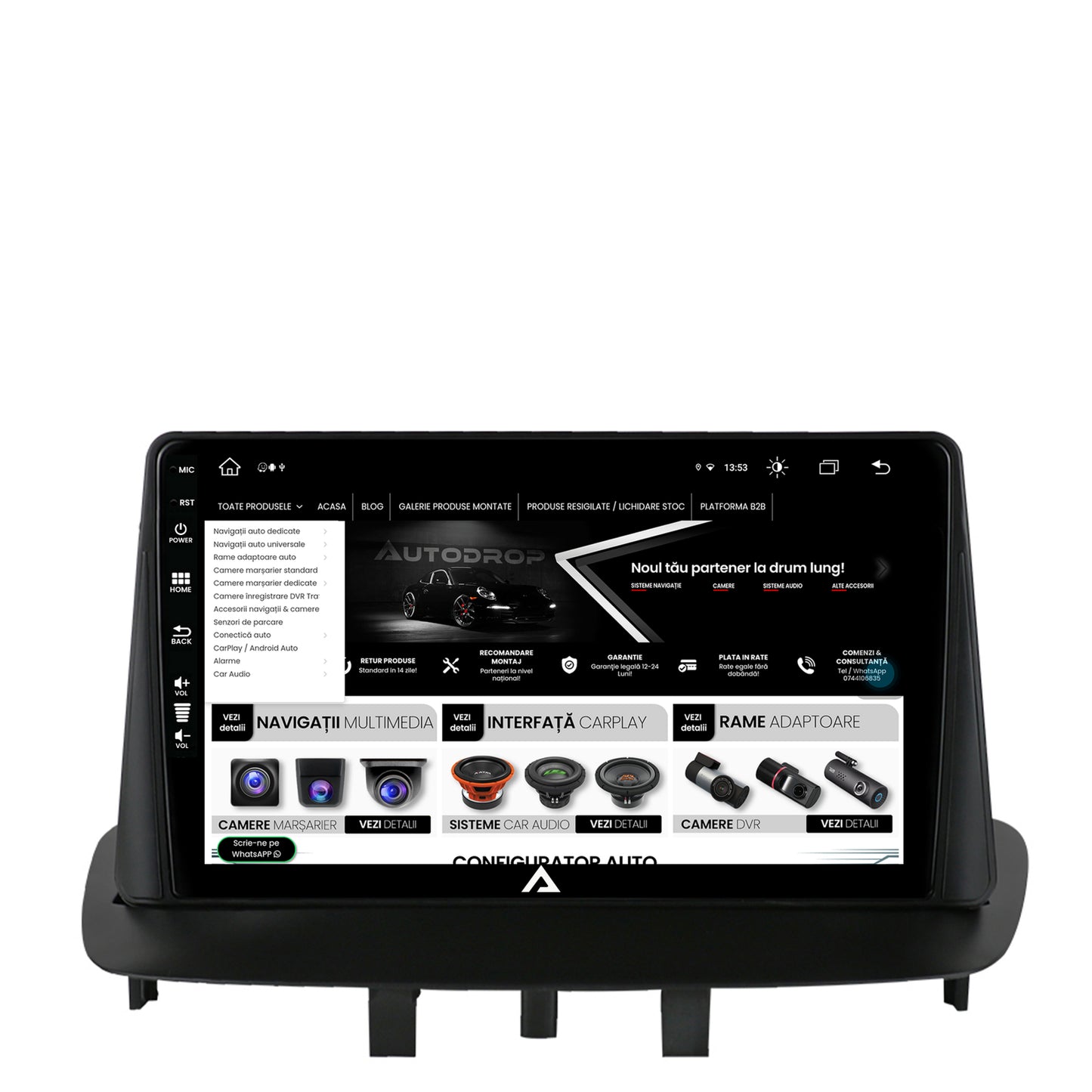Navigatie Renault Megane 3 / Fluence (2009-2016), Android, Z-Octacore / 8GB RAM + 256GB ROM, 9 Inch - AD-BGZ9008+AD-BGRKIT372