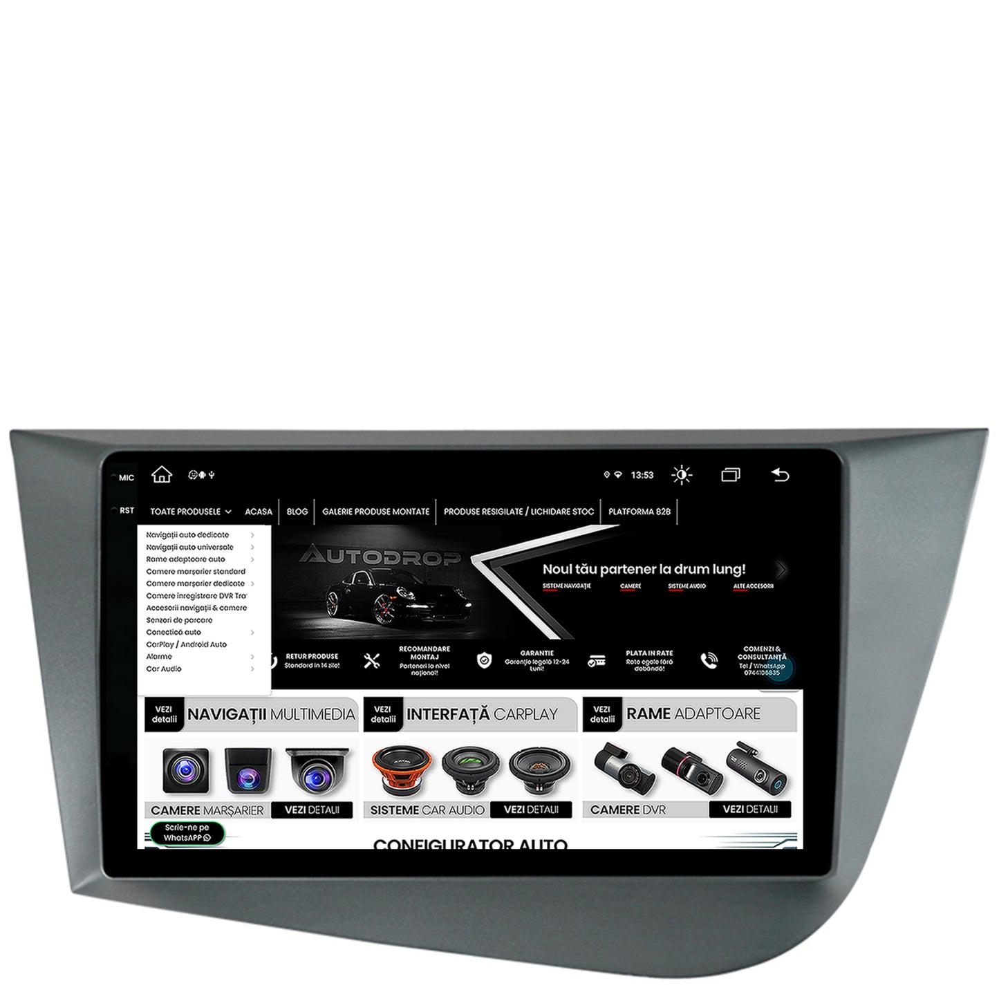 Navigatie Seat Leon (2005-2012), Android, V-Octacore / 4GB RAM + 64GB ROM, 9.5 Inch - AD-BGV9004+AD-BGRKIT052