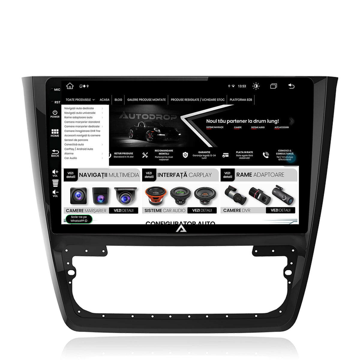 Navigatie Skoda Yeti, Android, Z-Octacore / 8GB RAM + 256GB ROM, 10.1 Inch - AD-BGZ10008+AD-BGRKIT040