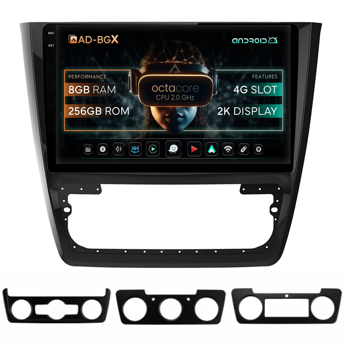 Navigatie Skoda Yeti, Android, X-Octacore / 8GB RAM + 256GB ROM, 10.36 Inch - AD-BGX10008+AD-BGRKIT040