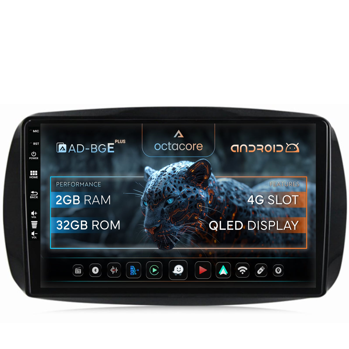 Navigatie Smart For Two (2016-Prezent), Android, E-Octacore / 2GB RAM + 32GB ROM, 9 Inch - AD-BGE9002+AD-BGRKIT412