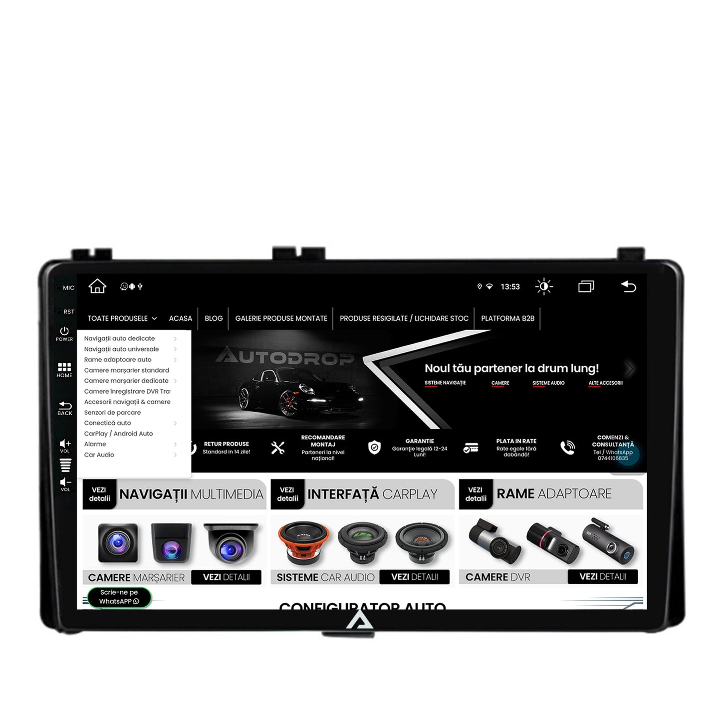 Navigatie Toyota Auris/ Corolla (2016-2018), Android, Z-Octacore / 8GB RAM + 256GB ROM, 9 Inch - AD-BGZ9008+AD-BGRKIT089AV2