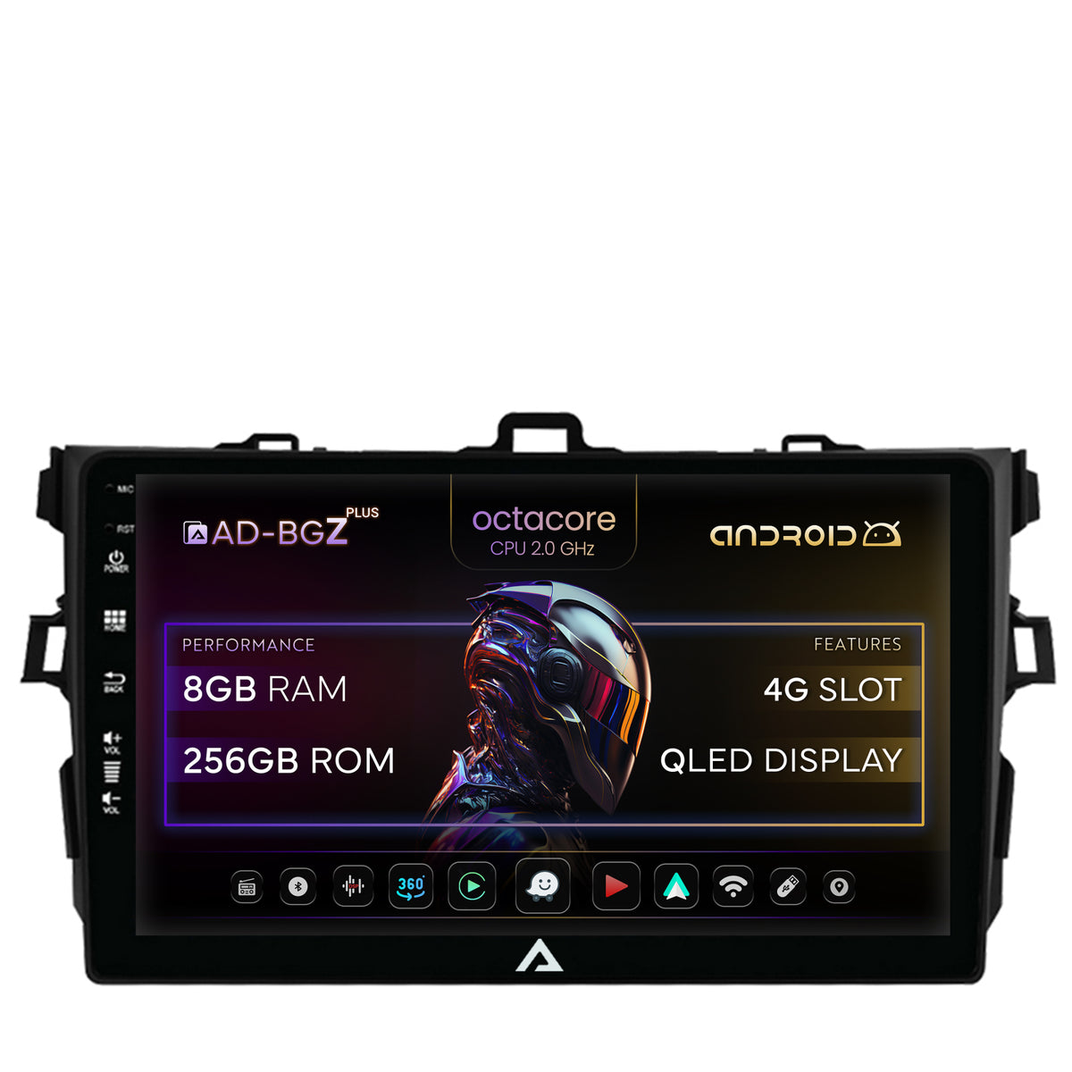 Navigatie Toyota Corolla (2007-2013), Android, Z-Octacore / 8GB RAM + 256GB ROM, 9 Inch - AD-BGZ9008+AD-BGRKIT091