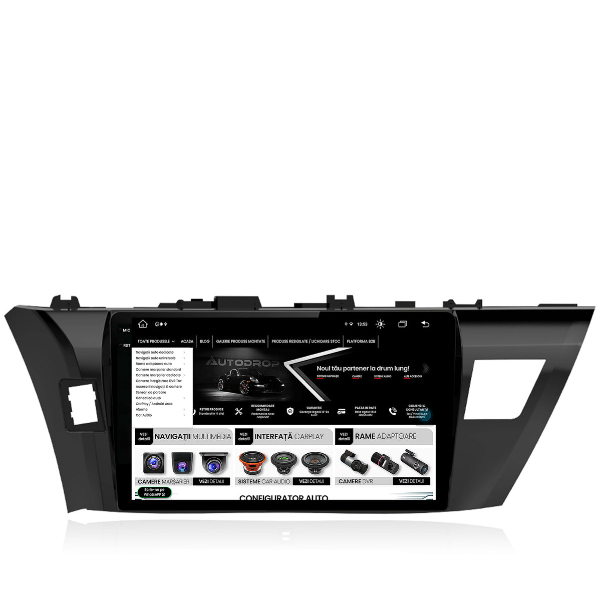 Navigatie Toyota Corolla (2012-2016), Android, X-Octacore / 8GB RAM + 256GB ROM, 10.36 Inch - AD-BGX10008+AD-BGRKIT076