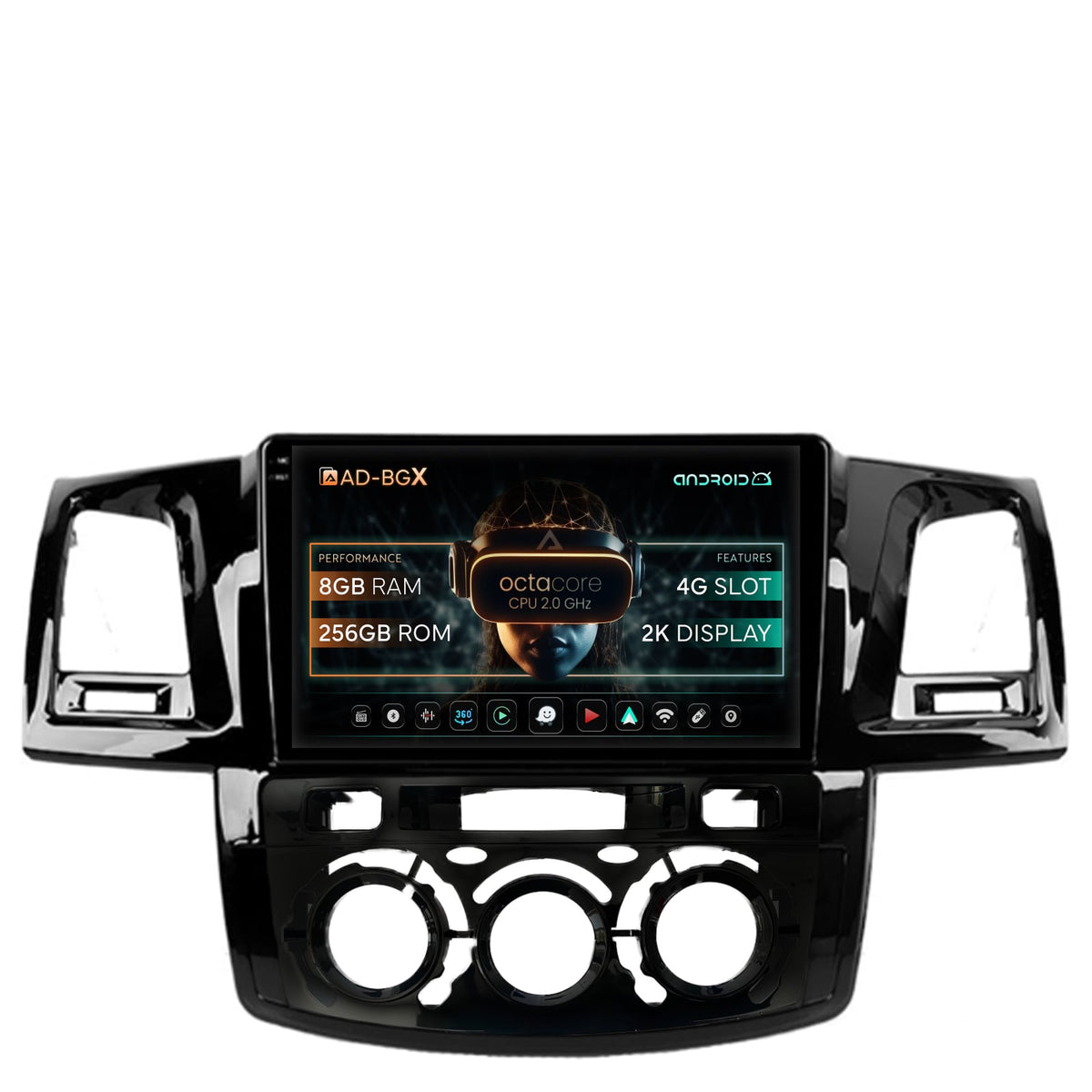 Navigatie Toyota Hilux (2008-2014) Clima Manuala, Android, X-Octacore / 8GB RAM + 256GB ROM, 9.5 Inch - AD-BGX9008+AD-BGRKIT082