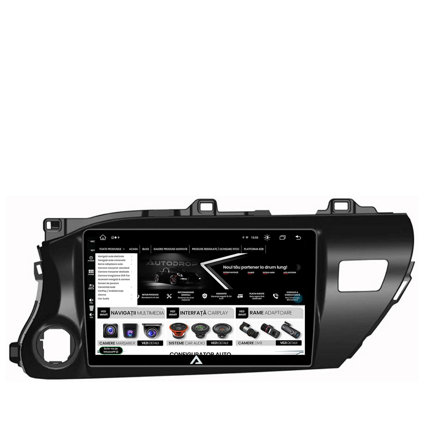 Navigatie Toyota Hilux (2015+), Android, Z-Octacore / 8GB RAM + 256GB ROM, 9 Inch - AD-BGZ10008+AD-BGRKIT086