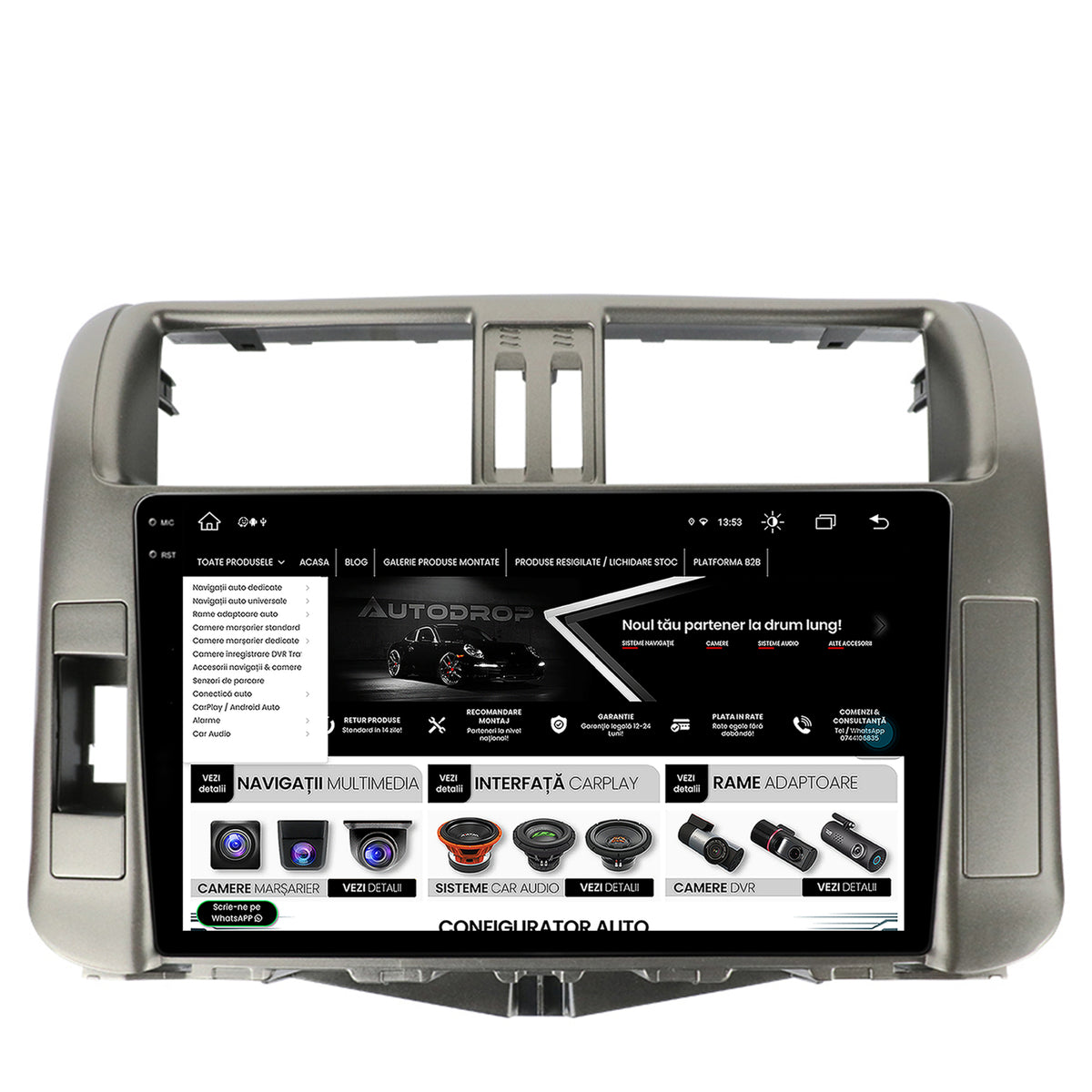 Navigatie Toyota Land Cruiser Prado J150 (2009-2013), Android, X-Octacore / 8GB RAM + 256GB ROM, 9.5 Inch - AD-BGX9008+AD-BGRKIT070