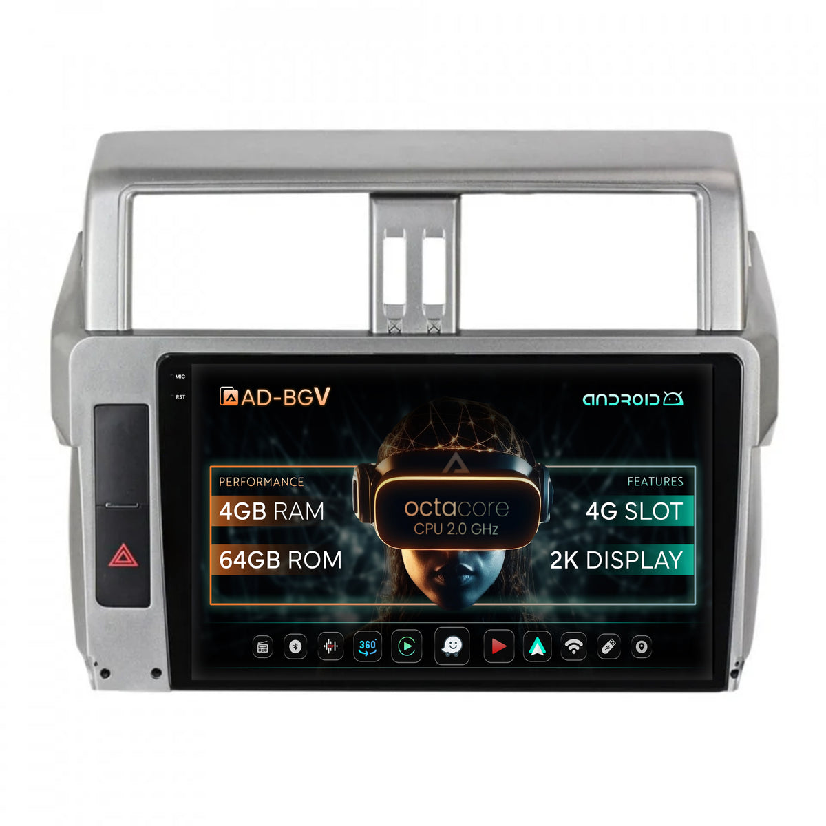 Navigatie Toyota Land Cruiser Prado J150 (2013-2017), Android, V-Octacore / 4GB RAM + 64GB ROM, 9.5 Inch - AD-BGV9004+AD-BGRKIT061