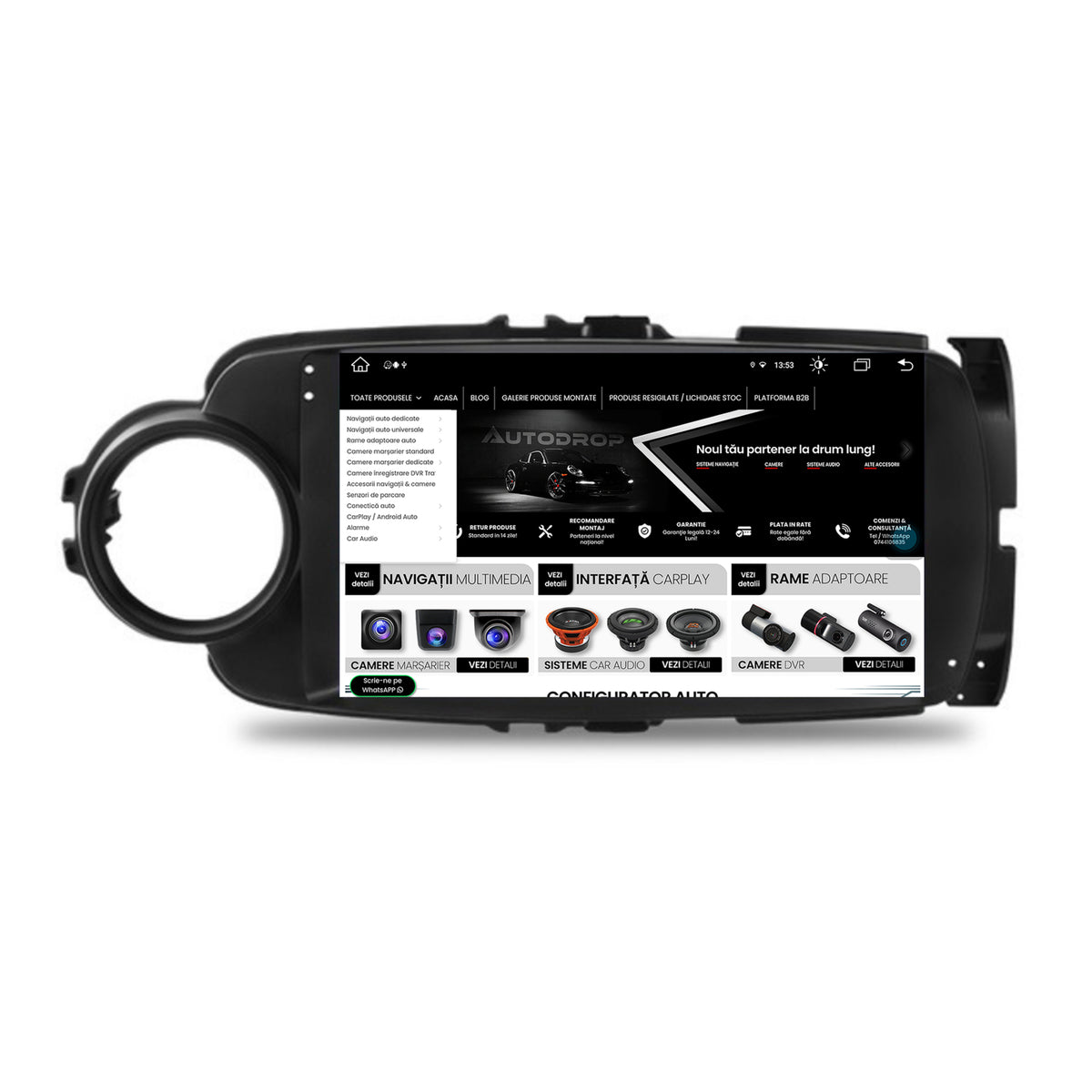 Navigatie Toyota Yaris (2010-2018), Android, Z-Octacore / 8GB RAM + 256GB ROM, 9 Inch - AD-BGZ9008+AD-BGRKIT104B