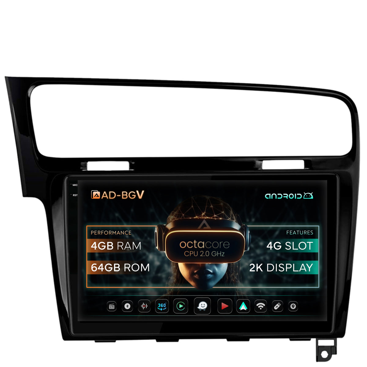 Navigatie Volkswagen GOLF 7, Android, V-Octacore / 4GB RAM + 64GB ROM, 10.36 Inch - AD-BGV10004+AD-BGRKIT023B