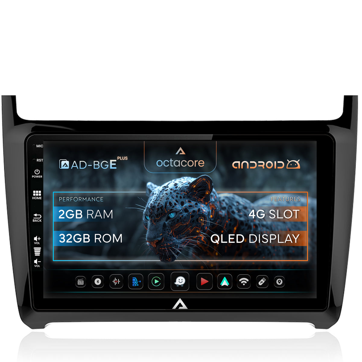 Navigatie Volkswagen Polo (2009+), Android, E-Octacore / 2GB RAM + 32GB ROM, 9 Inch - AD-BGE9002+AD-BGRKIT033