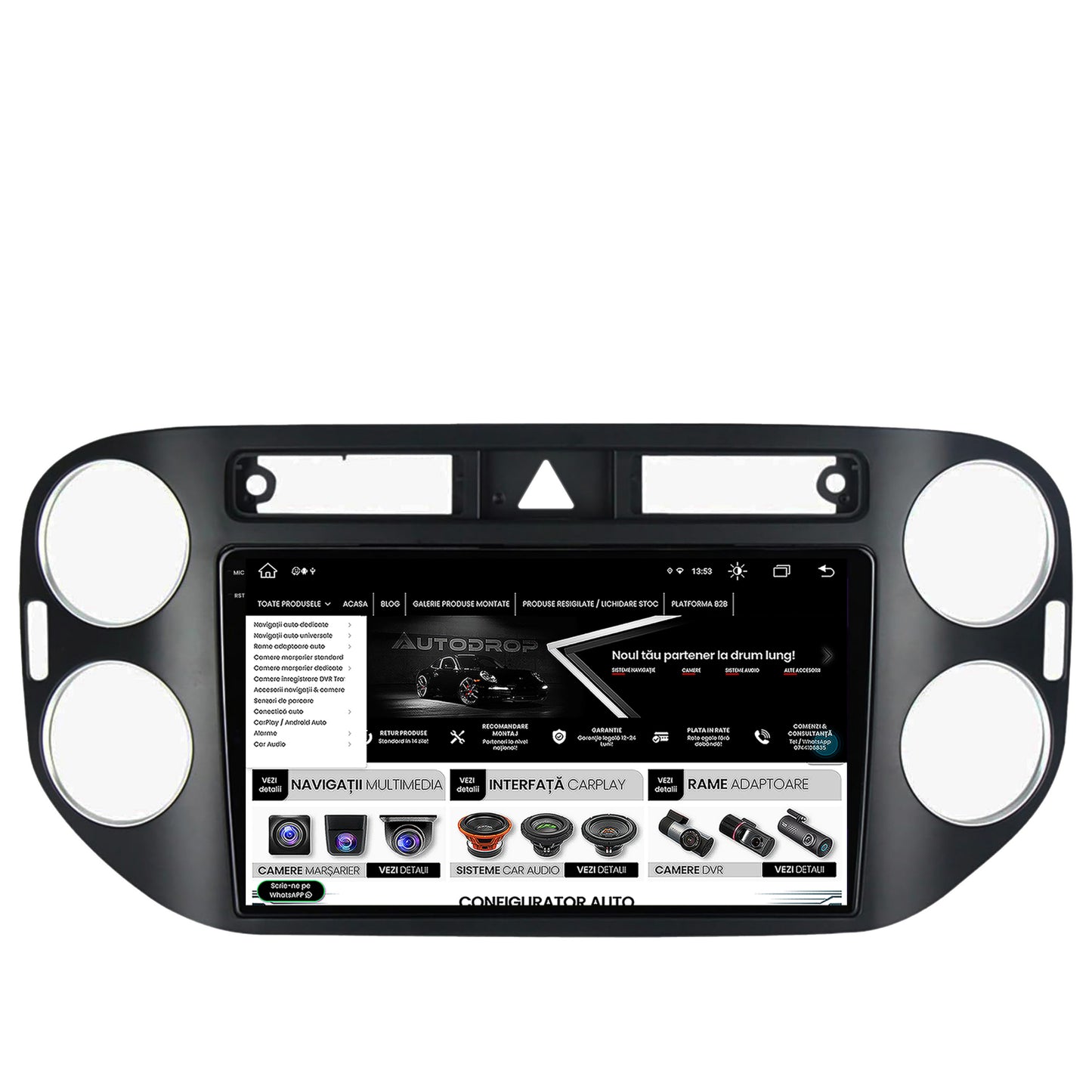 Navigatie Volkswagen Tiguan (2008-2010) / VW Golf 5 Plus (2004-2012), Android, X-Octacore / 8GB RAM + 256GB ROM, 9.5 Inch - AD-BGX9008+AD-BGRKIT035-0810
