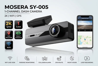 Camera auto DVR MOSERA SY-005 1-Channel, 2K Front, fără ecran, GPS, Night Vision, G-Sensor, Loop Recording