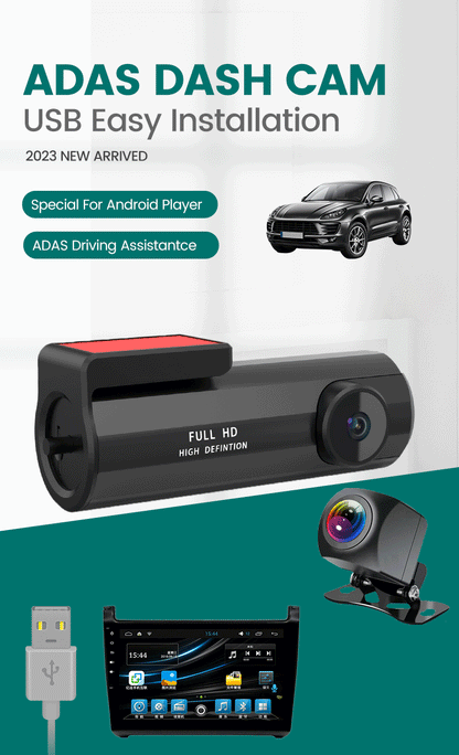 Cameră trafic DVR 1080P + Camera marșarier 720P, afișaj live pe multimedia și înregistrare pe SD - AD-BGCMDVRU2D