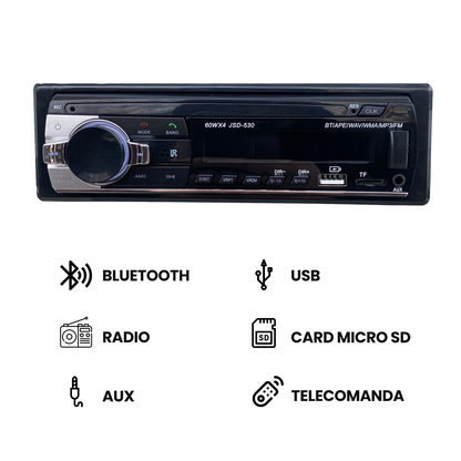 MP3 Player auto 1DIN universal WMA 4x60W MOSFET, radio, bluetooth, USB, SD, AUX, fast charge - AD-BGP520P